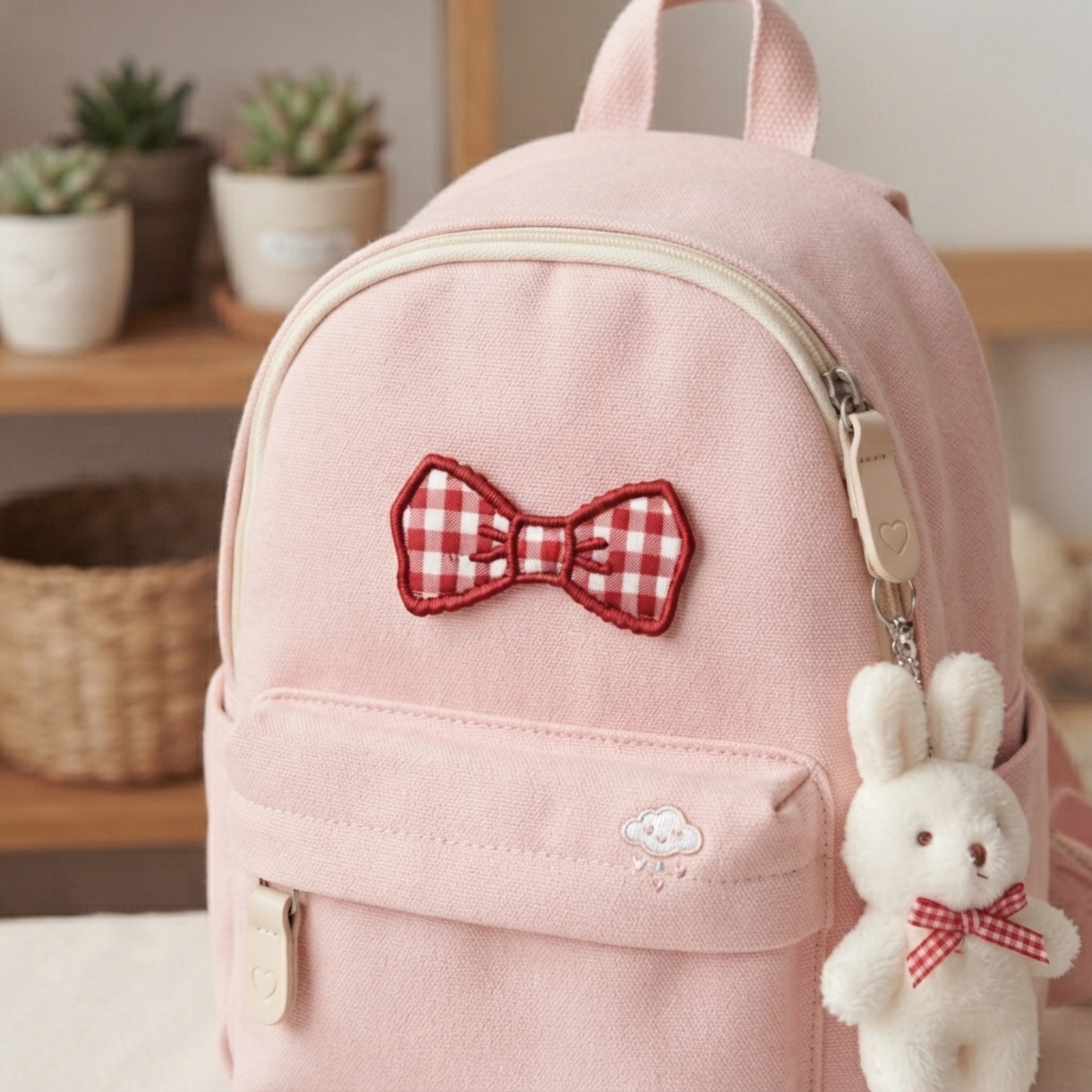 Red Gingham Bow Embroidered Patch – Cute Plaid Ribbon Sew-On Patch for Clothing, Bags & Accessories