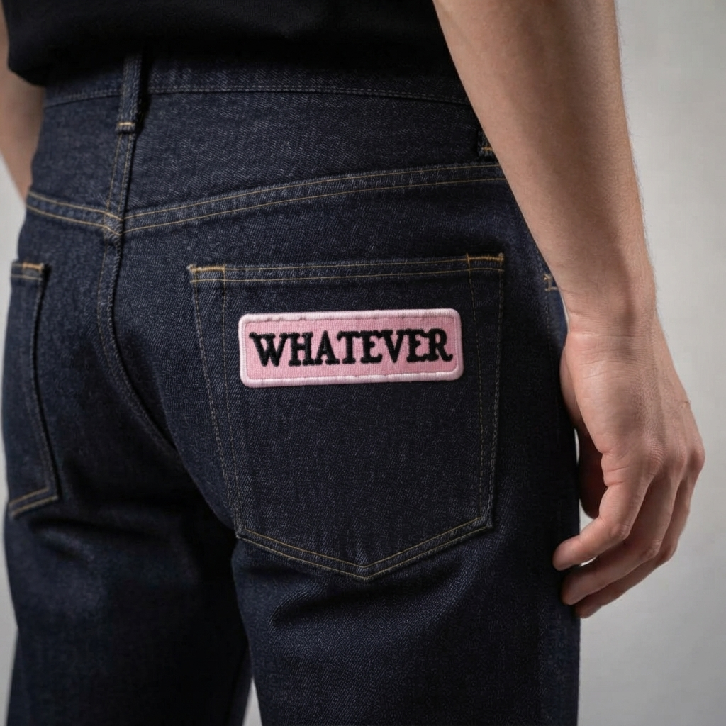 Whatever Embroidered Patch – Pink & Black Iron-On Sew-On Embroidered Patch, Cute Text Patch for Clothing, Jackets, Bags & Accessories