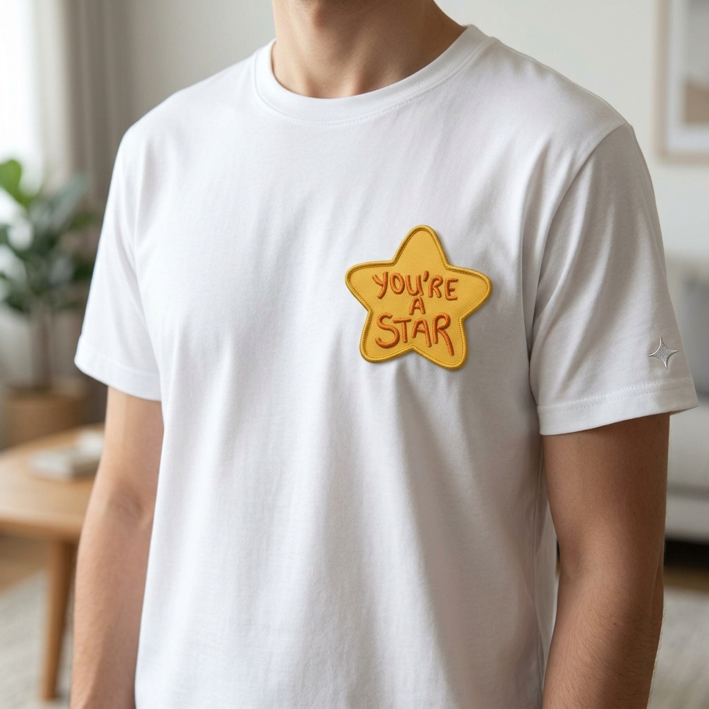 You're a Star Embroidered Patch, Yellow Star Iron On Patch, Cute Positive Quote Applique for Tote Bags, Jackets, Jeans & Clothing