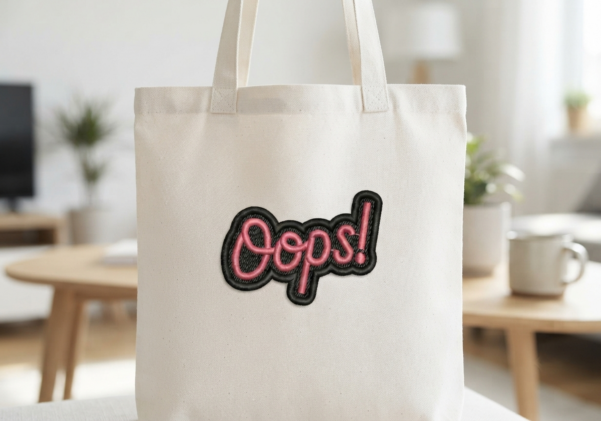 Oops Embroidered Patch – Funny Pink Script Iron-On Patch, Cute Y2K Clothing & Bag Embellishment