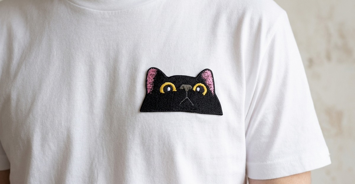 Black Cat Embroidered Patch – Cute Kitty Iron-On Patch, Pink Ear Cat Applique for Jackets, Jeans, Bags & Clothing