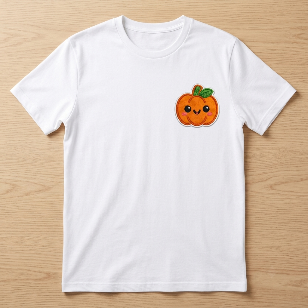 Cute Pumpkin Embroidered Patch - Kawaii Autumn Halloween Iron On / Sew On Patch