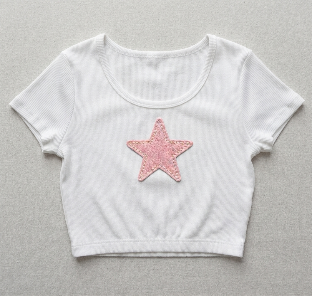 Pink Star Embroidered Patch – Cute Iron On Sewing Patch for Clothing, Bags & DIY Crafts