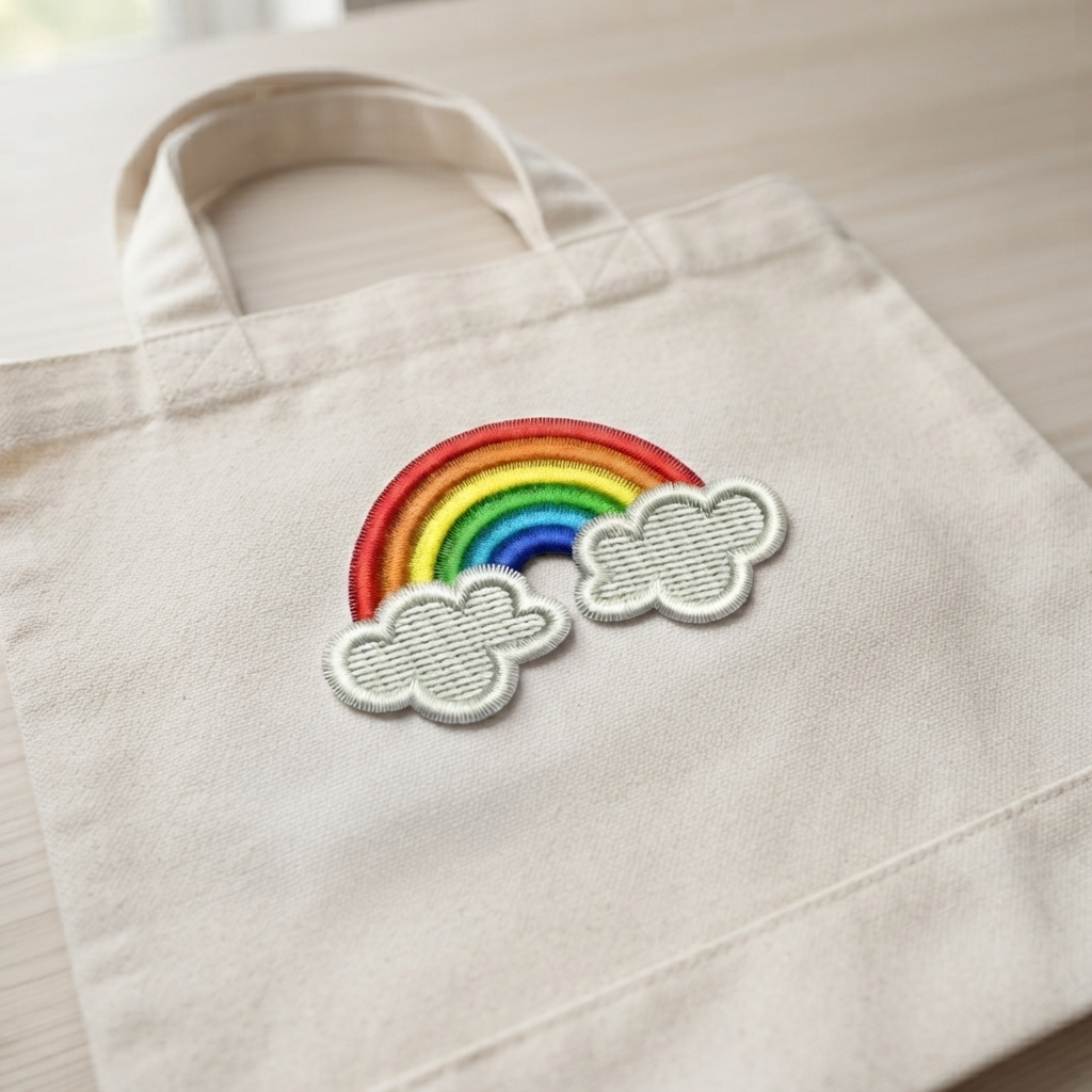 Rainbow Embroidered Patch, Colorful Rainbow Cloud Iron On Patch, Cute Kawaii Applique for Clothing, Jacket, Backpack & DIY Crafts