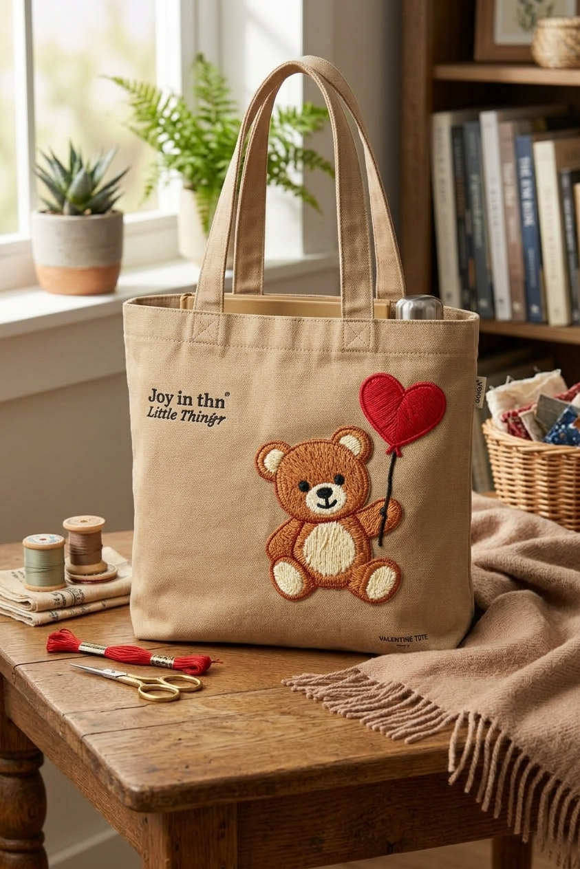Cute Teddy Bear with Heart Balloon Embroidered Patch, Kawaii Bear Iron-On Applique for Clothing, Bags & DIY Crafts