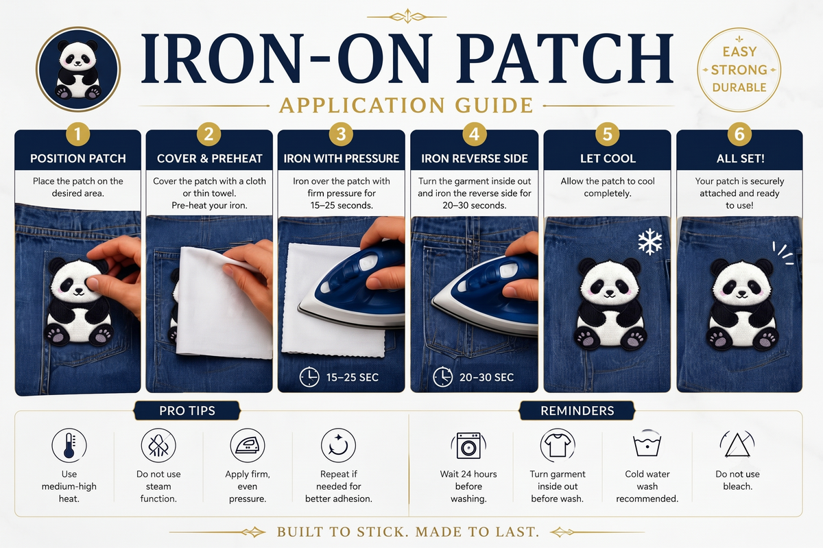 Cute Panda Embroidered Patch – Kawaii Bear Animal Iron-On Patch for Clothing, Bags & Accessories