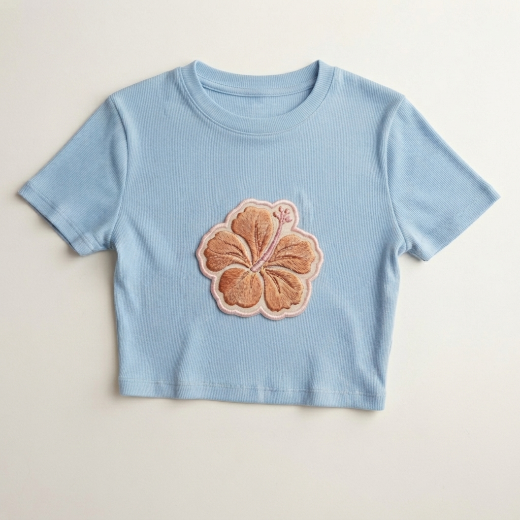 Hibiscus Flower Embroidered Patch, Floral Iron On Patch, Botanical Sew On Patch for Clothing, Bags & Hats
