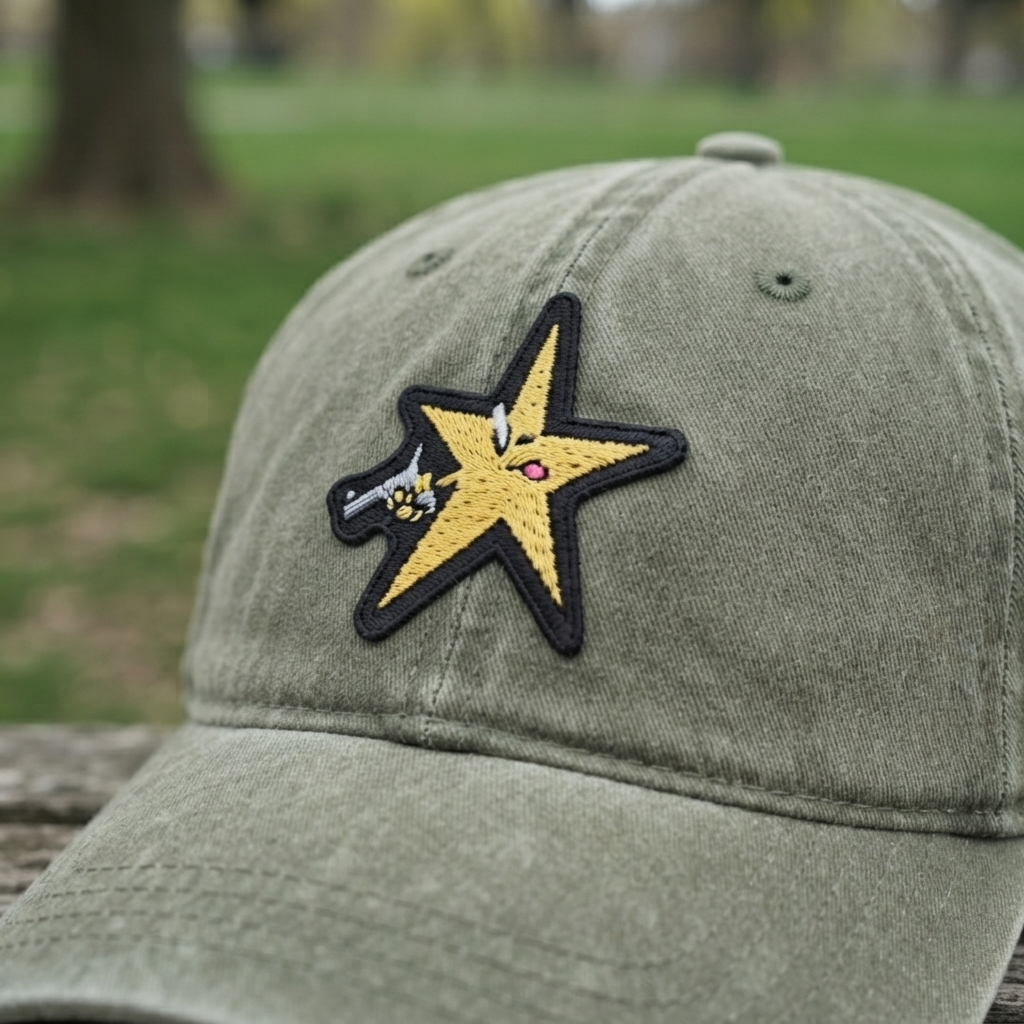 Yellow Star Gun Embroidered Patch, Cute Western Cowboy Star Iron-On Patch, Funny Cartoon Sew-On Patch for Jacket, Hat & Backpack
