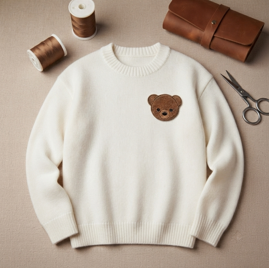 Embroidered Bear Patch – Cute Brown Teddy Bear Canvas Patch for Clothing, Bags & DIY Crafts