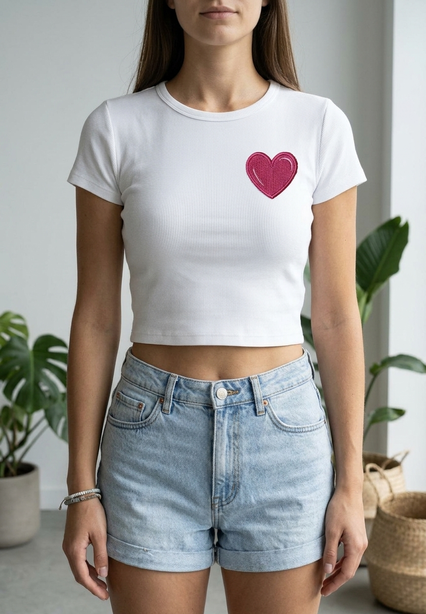 Pink Heart Embroidered Patch – Cute Love Heart Iron-On Sewing Patch for Clothing, Bags & Accessories
