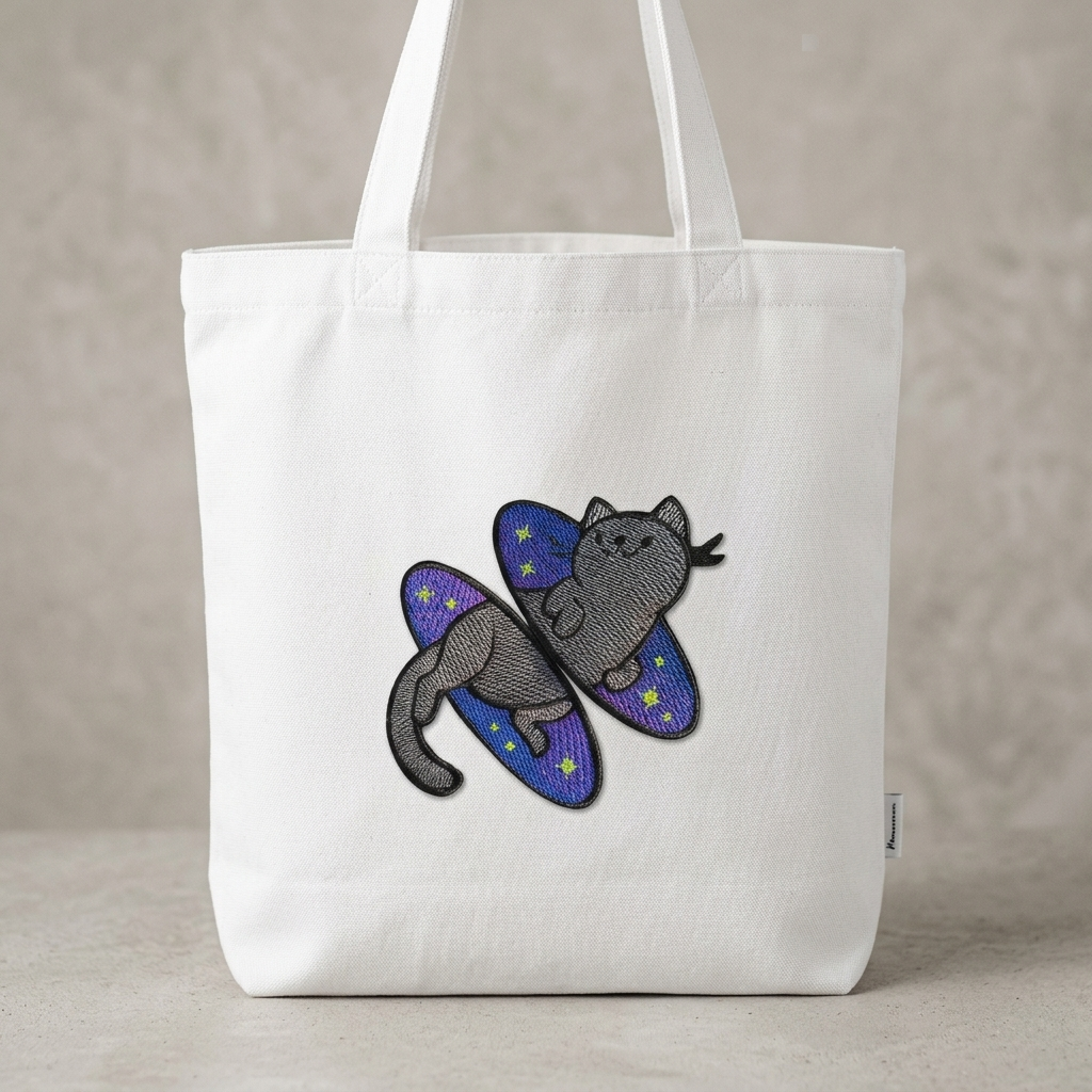 Cute Cat Butterfly Embroidered Patch – Whimsical Animal Iron-On Patch for Jackets, Backpacks & Hats