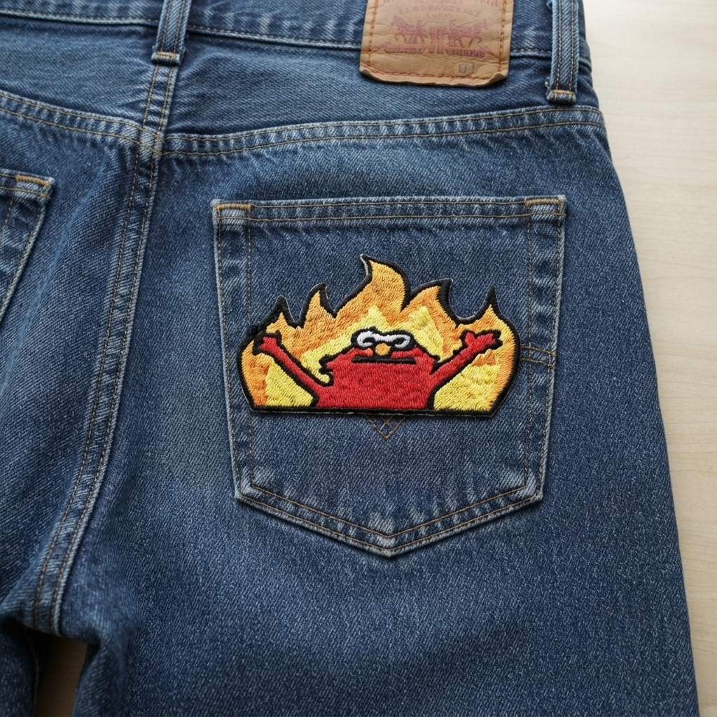 Fire Flame Embroidered Patch, Red Fireball Iron-On Patch, Fiery Graphic Sew-On Patch for Jackets, Hats & Backpacks