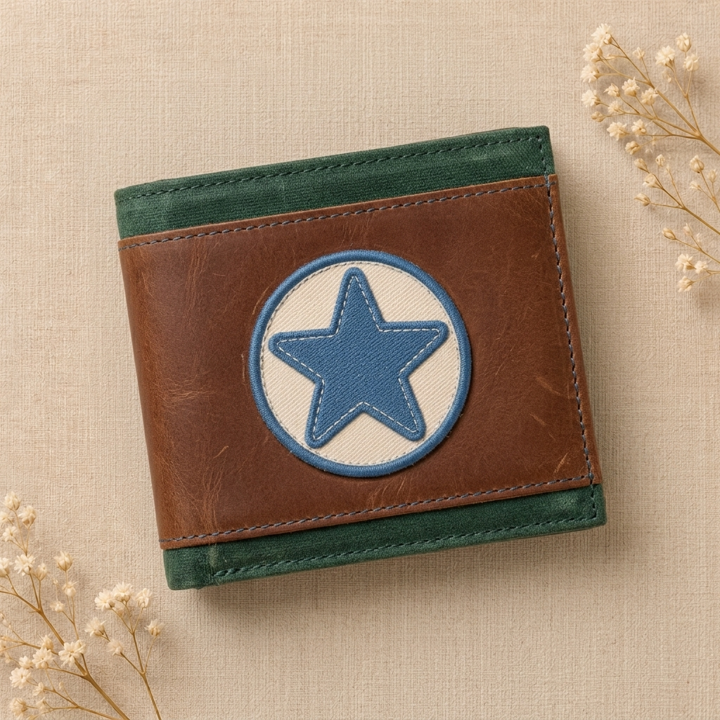 Blue Star Embroidered Patch, Round Iron-On Patch, Nautical Star Sewing Patch for Jackets, Hats, Bags & Clothing