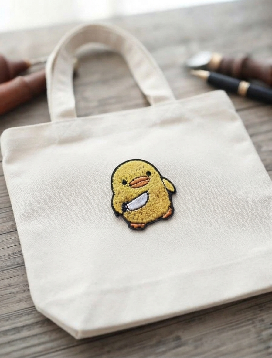 Cute Yellow Duck Embroidered Patch, Funny Duck Iron-On Patch, Kawaii Bird Patch for Jacket, Backpack, Hat & Clothing