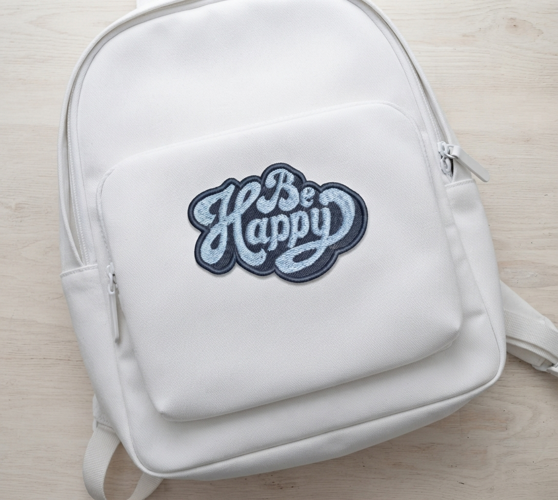 Be Happy Embroidered Patch, Cute Positive Quote Iron On Patch, Motivational Clothing Patch, DIY Jacket Backpack Hat Embroidery