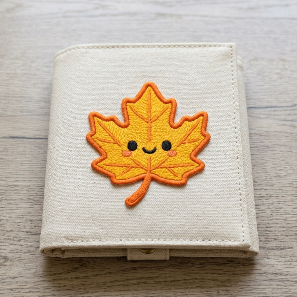 Cute Autumn Maple Leaf Embroidered Patch - Kawaii Fall Iron On Badge