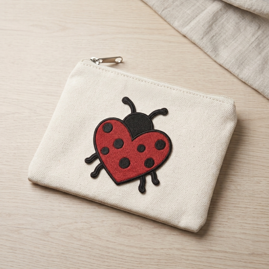 Red Heart Ladybug Embroidered Patch, Cute Insect Iron-On Applique for Jackets, Backpacks, Hats & DIY Crafts