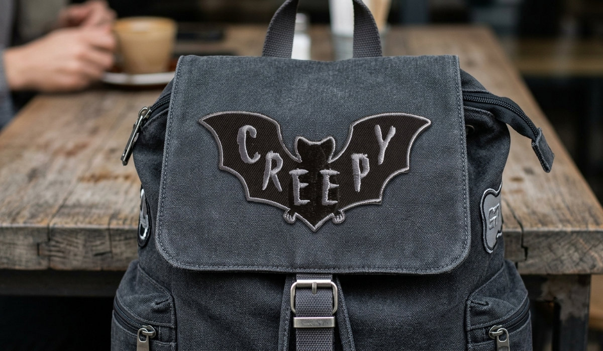 Creepy Bat Embroidered Patch, Halloween Bat Patch, Gothic Iron-On Patch, Spooky Canvas Patch for Jackets, Bags & Clothing