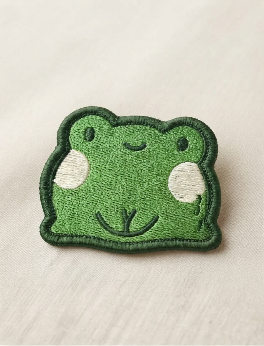 Cute Frog Embroidered Patch, Green Frog Iron On Patch, Kawaii Animal Patch for Clothing, Bags & Hats