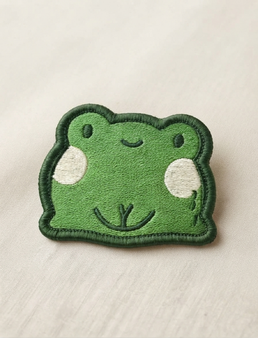 Cute Frog Embroidered Patch, Green Frog Iron On Patch, Kawaii Animal Patch for Clothing, Bags & Hats