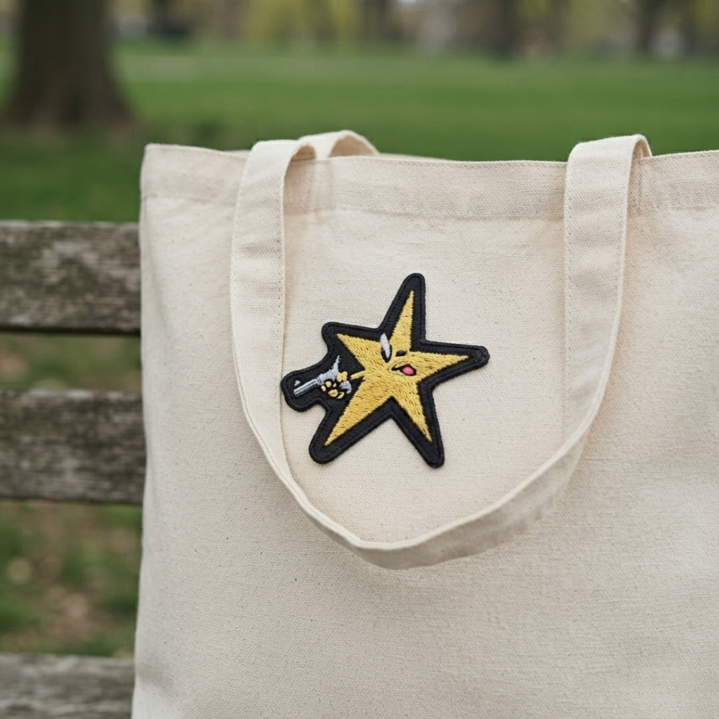 Yellow Star Gun Embroidered Patch, Cute Western Cowboy Star Iron-On Patch, Funny Cartoon Sew-On Patch for Jacket, Hat & Backpack