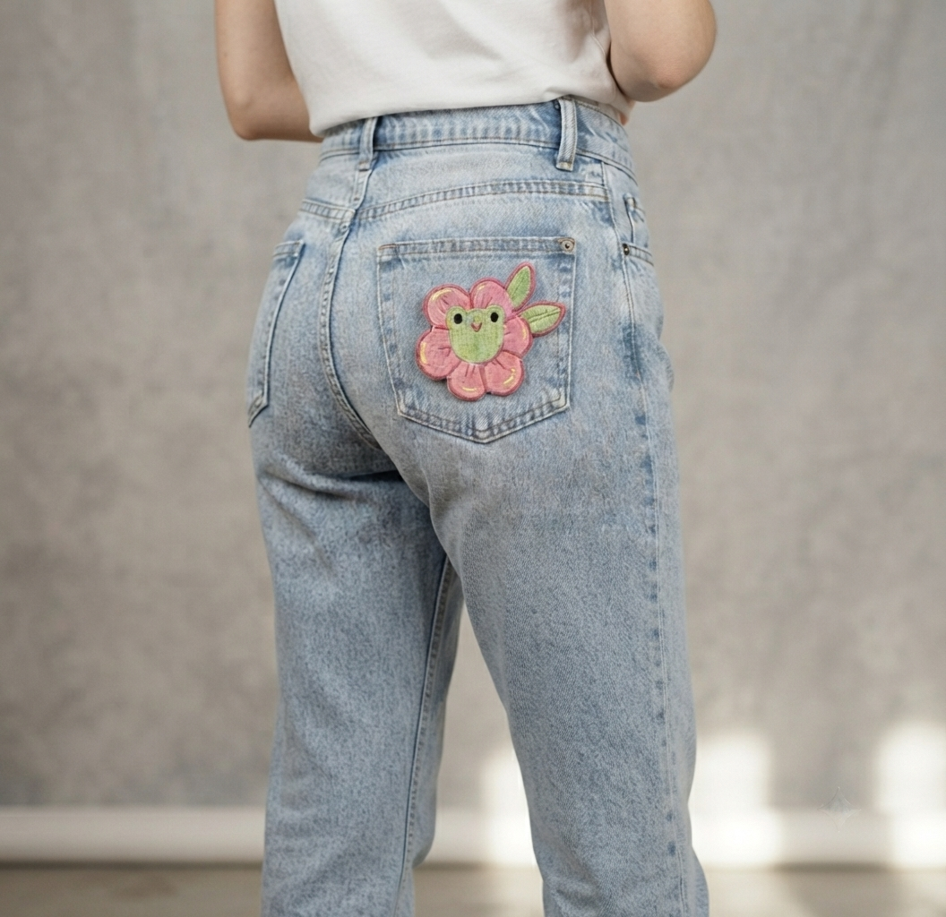 Cute Frog Flower Embroidered Patch – Kawaii Floral Frog Iron On Patch, Cute Nature Embroidery Applique