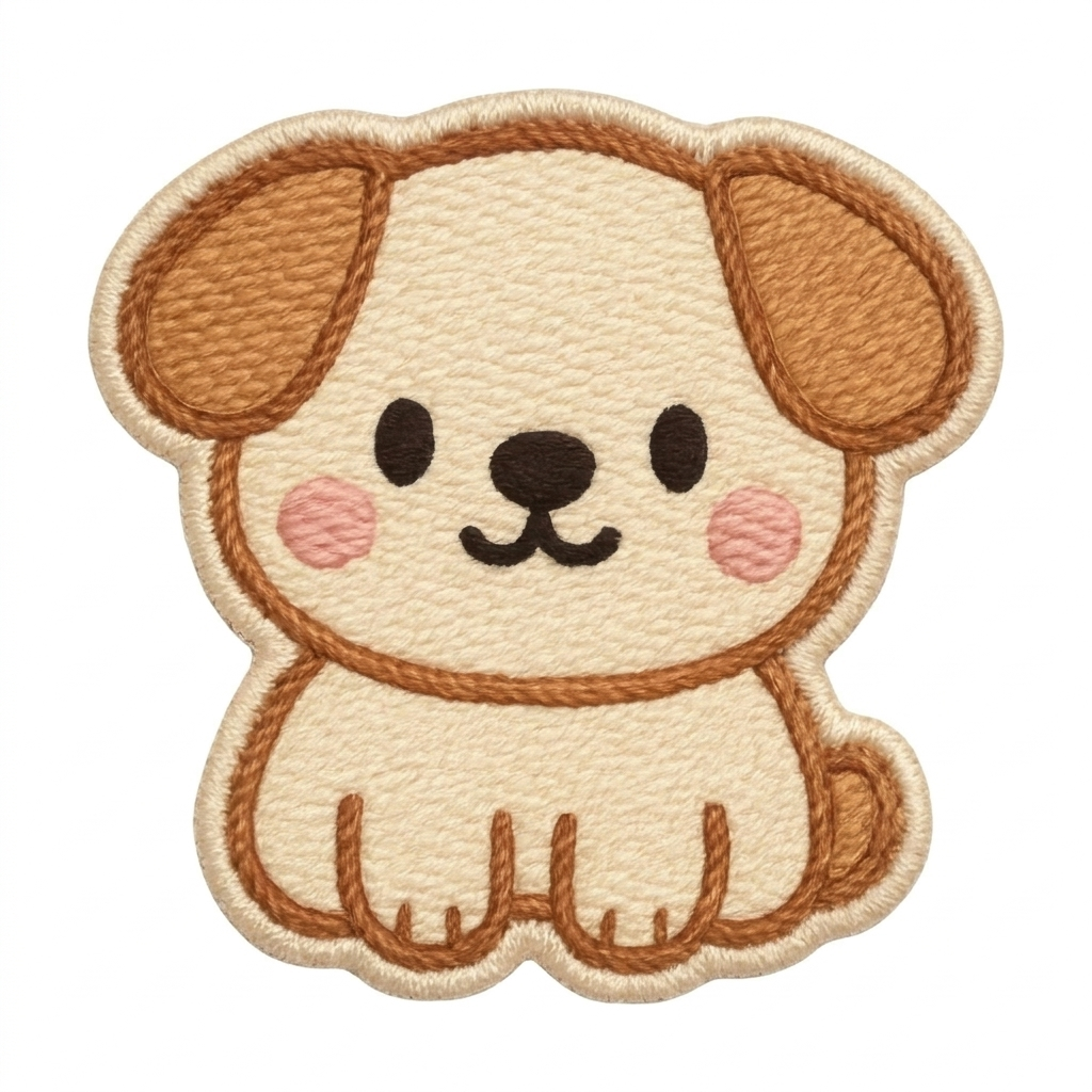 Cute Embroidered Puppy Patch, Kawaii Brown Dog Iron-On Embroidery Applique, Cute Animal Sew-On Patch for Clothes, Bags and Hats