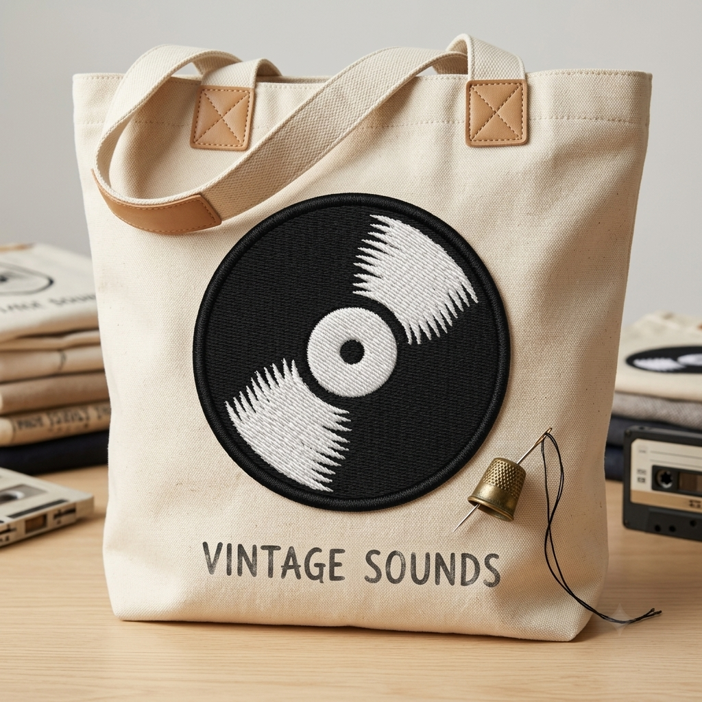 Vinyl Record Embroidered Patch, Music Lover Patch, Retro Record Patch, Iron On Patch, Sew On Patch for Jacket, Hat, Backpack & Clothing