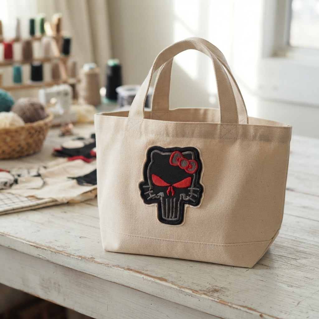 Cute Skull Bow Embroidered Patch – Kawaii Punk Iron-On Patch for Jackets, Backpacks & Hats