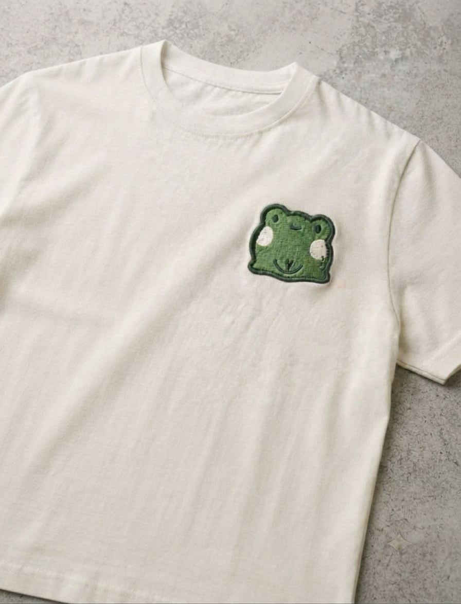 Cute Frog Embroidered Patch, Green Frog Iron On Patch, Kawaii Animal Patch for Clothing, Bags & Hats