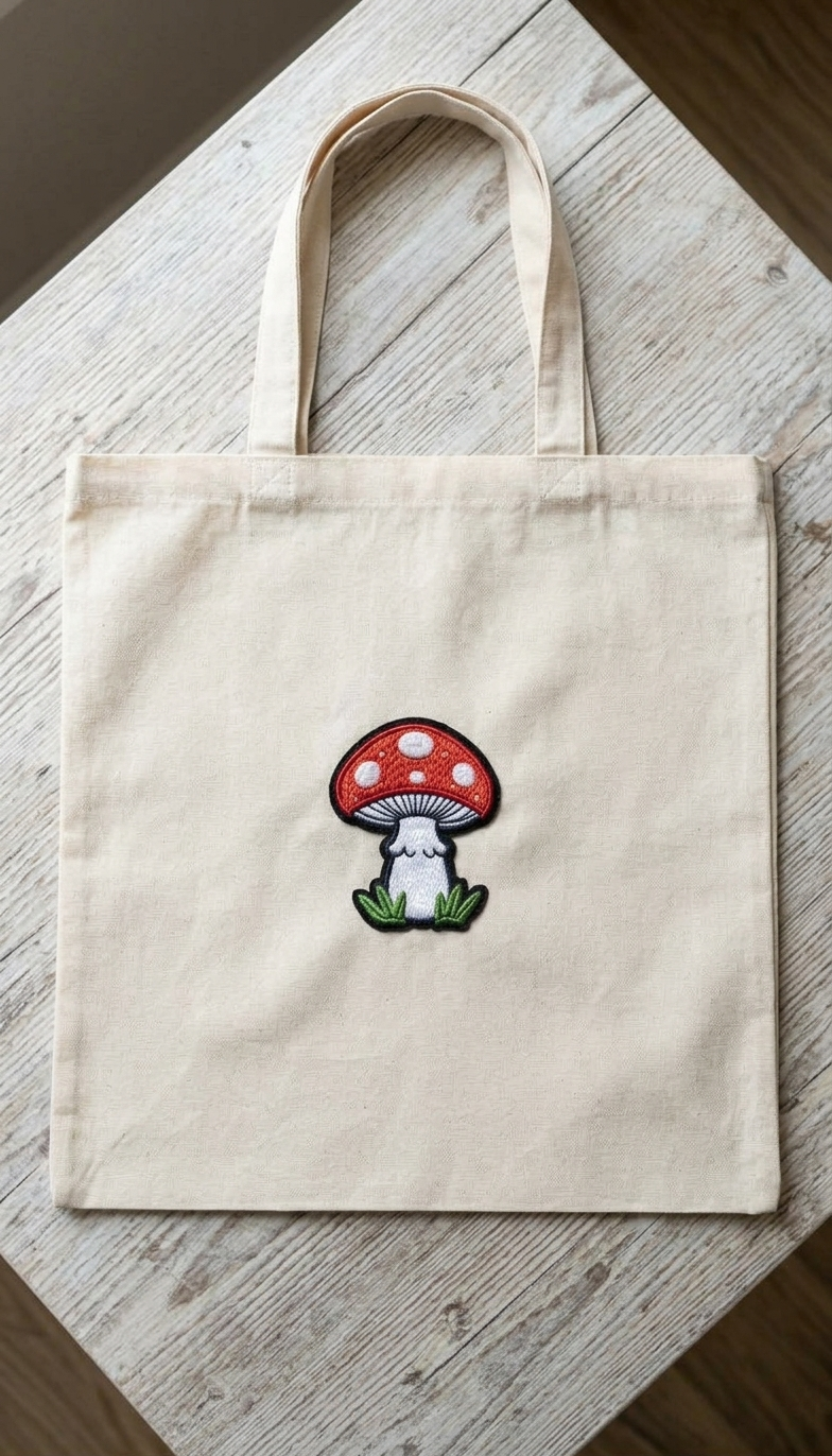 Cute Red Mushroom Embroidered Iron-On Patch, Kawaii Toadstool Mushroom Applique for Clothing, Bags, Hats & DIY Crafts