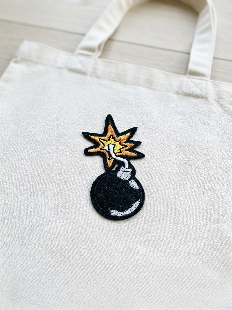 Exploding Bomb Embroidered Patch, Cartoon Bomb Patch, Funny Punk Iron-On Patch, Tactical Jacket Backpack Clothing Embroidery Applique