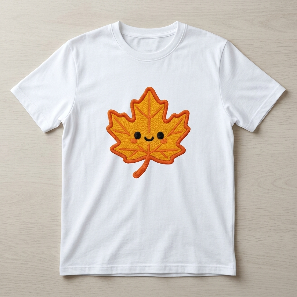 Cute Autumn Maple Leaf Embroidered Patch - Kawaii Fall Iron On Badge