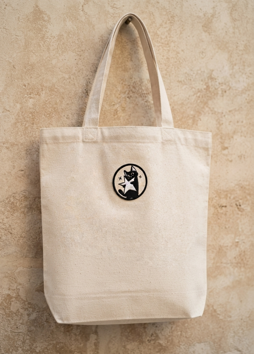 Black Cat Star Embroidered Patch, Cute Gothic Cat Iron On Patch, Kawaii Animal Embroidery Patch