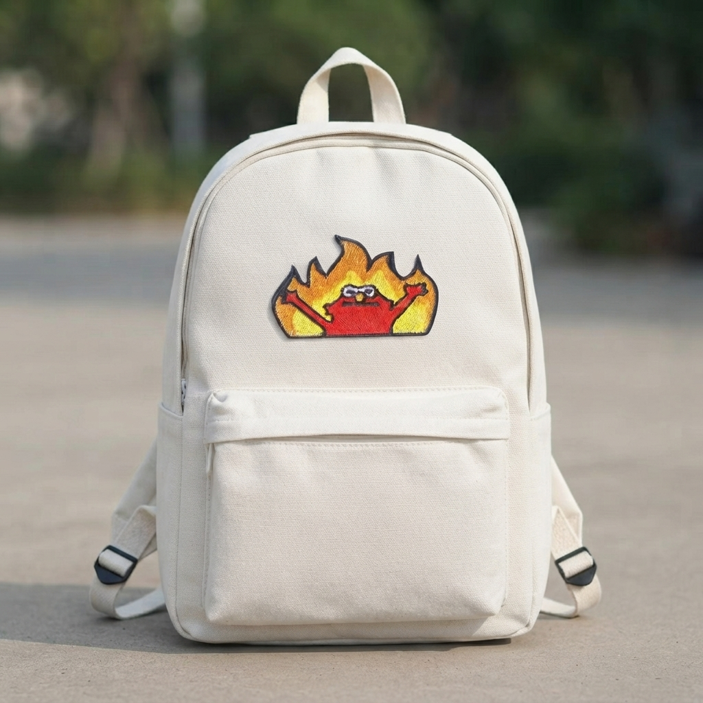 Fire Flame Embroidered Patch, Red Fireball Iron-On Patch, Fiery Graphic Sew-On Patch for Jackets, Hats & Backpacks