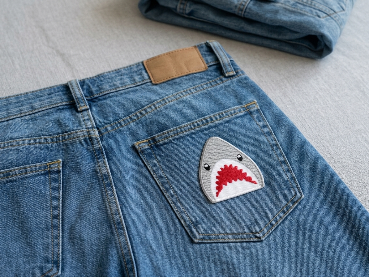 Shark Embroidered Patch, Cute Shark Iron-On Patch, Ocean Animal Embroidery Patch, Marine Life Applique for Jackets, Hats & Bags