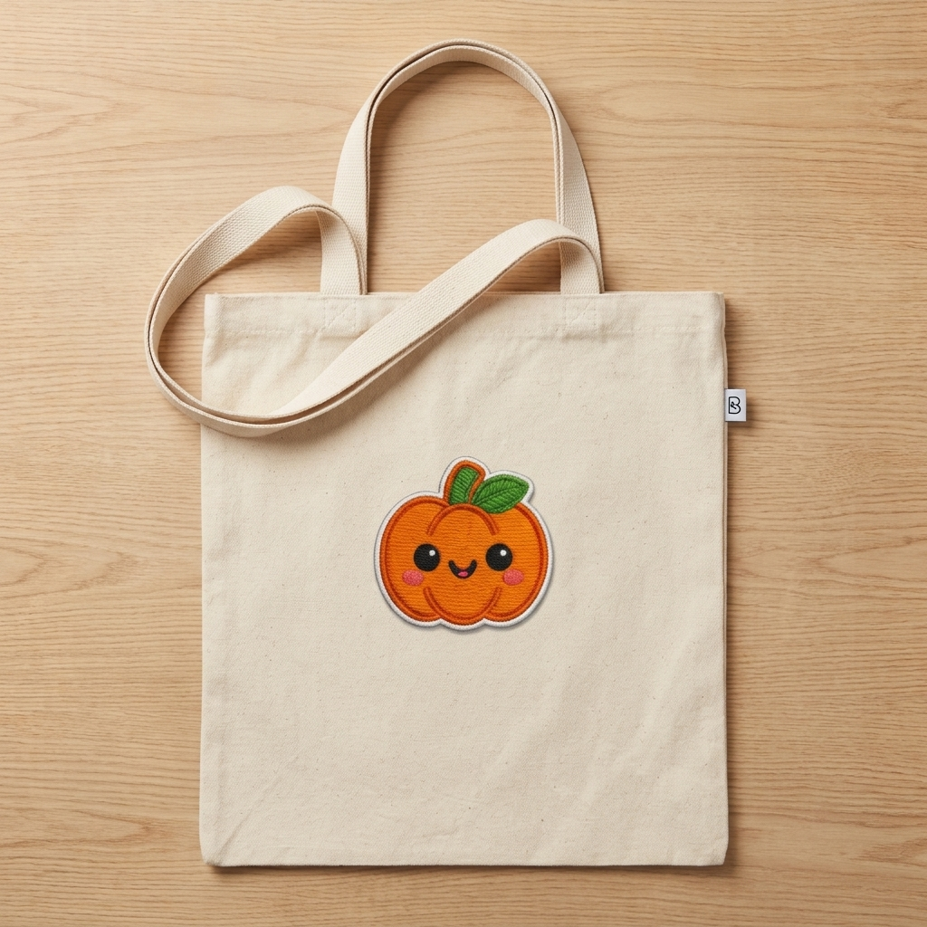 Cute Pumpkin Embroidered Patch - Kawaii Autumn Halloween Iron On / Sew On Patch