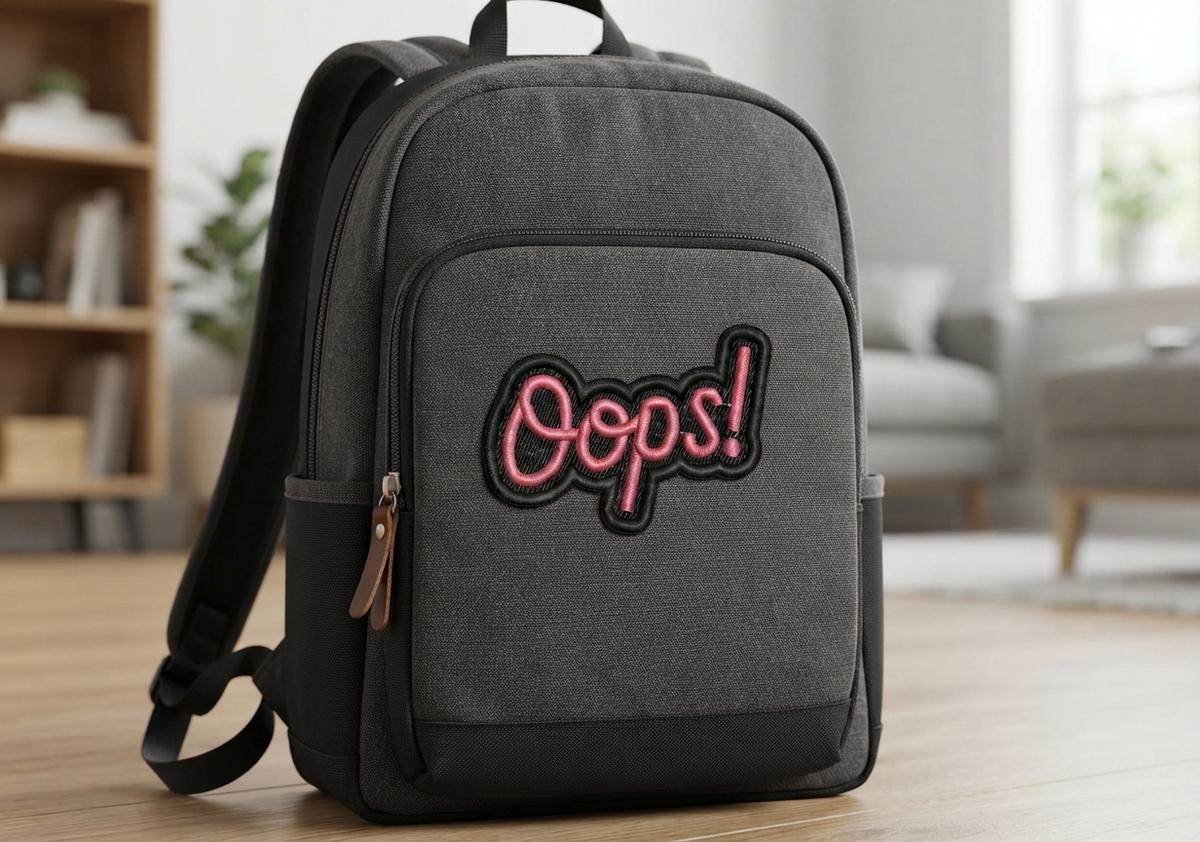 Oops Embroidered Patch – Funny Pink Script Iron-On Patch, Cute Y2K Clothing & Bag Embellishment