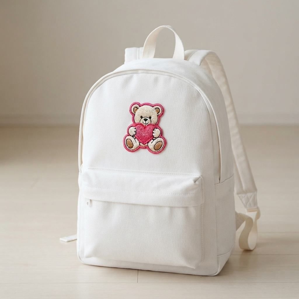 Cute Teddy Bear Heart Embroidered Patch, Pink Love Bear Iron-On Applique for Clothing, Bags & DIY Crafts