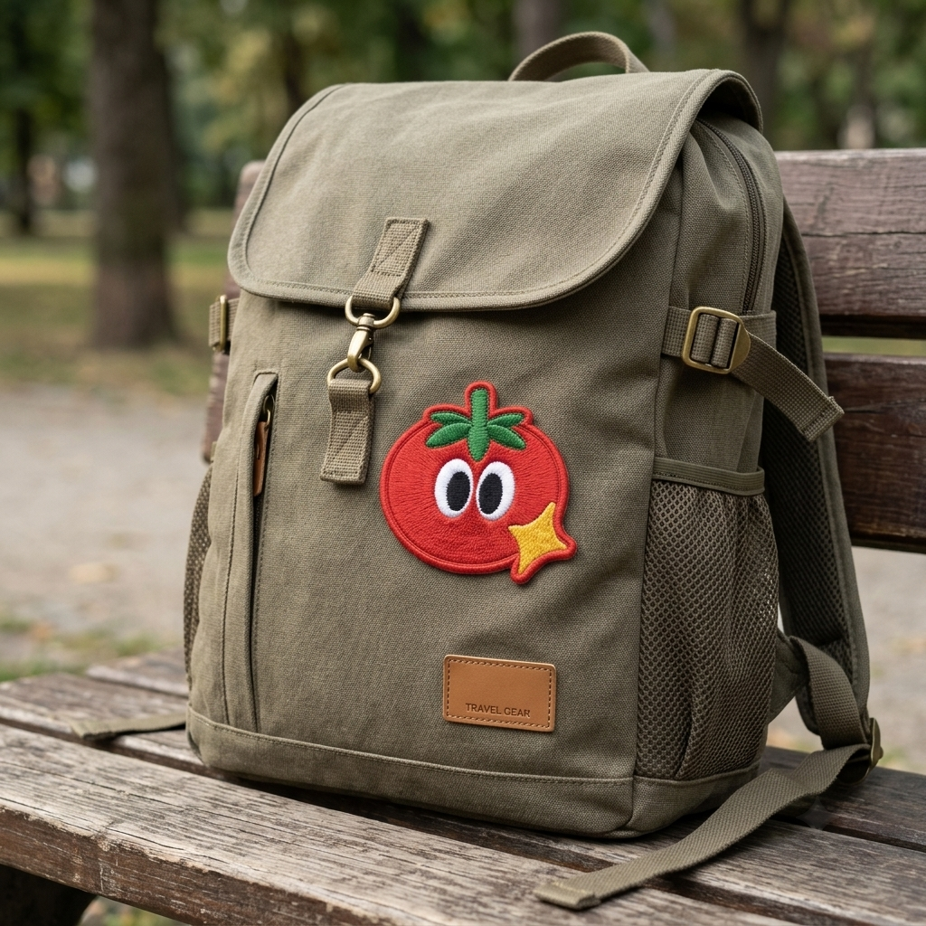 Cute Tomato Embroidered Patch with Sparkle, Kawaii Fruit Iron-On Patch, Funny Food Embroidery Applique for Clothes, Bags & Jackets