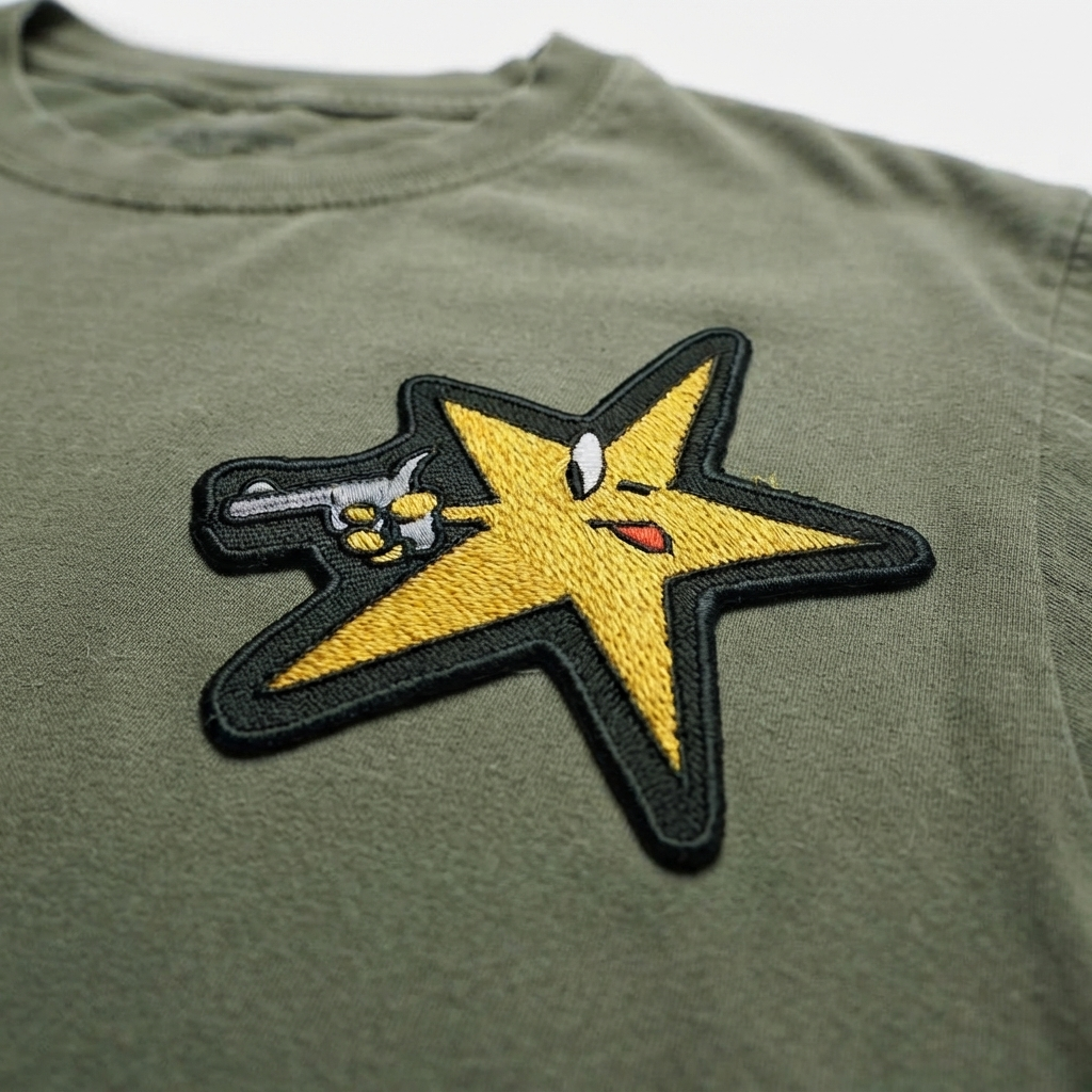 Yellow Star Gun Embroidered Patch, Cute Western Cowboy Star Iron-On Patch, Funny Cartoon Sew-On Patch for Jacket, Hat & Backpack
