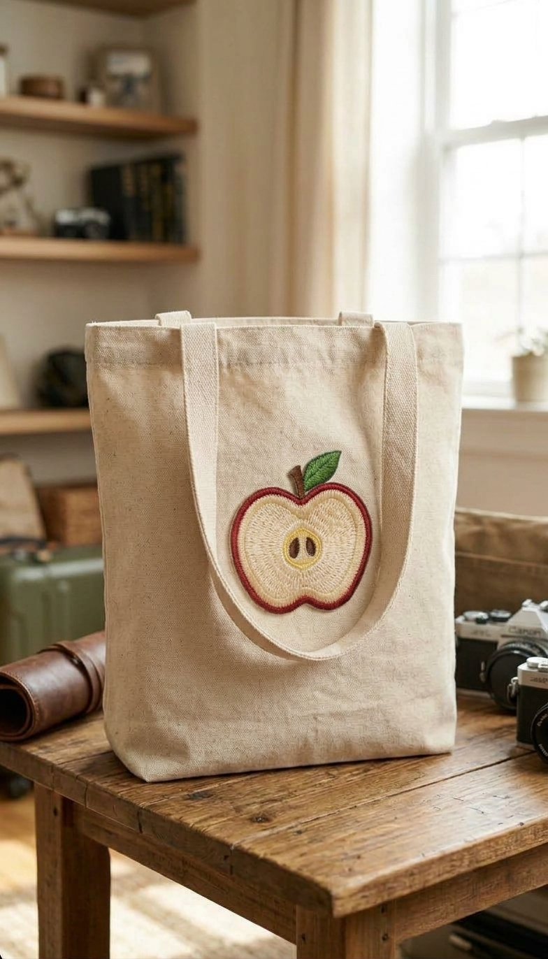 Red Apple Embroidered Patch, Fruit Iron On Embroidery Applique for Clothing, Bags & DIY Crafts
