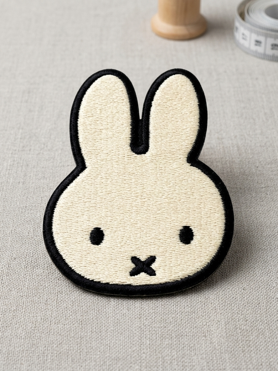 Cute Bunny Embroidered Patch, Kawaii Rabbit Iron-On Patch, Animal Fabric Applique for Jackets, Bags & Clothing