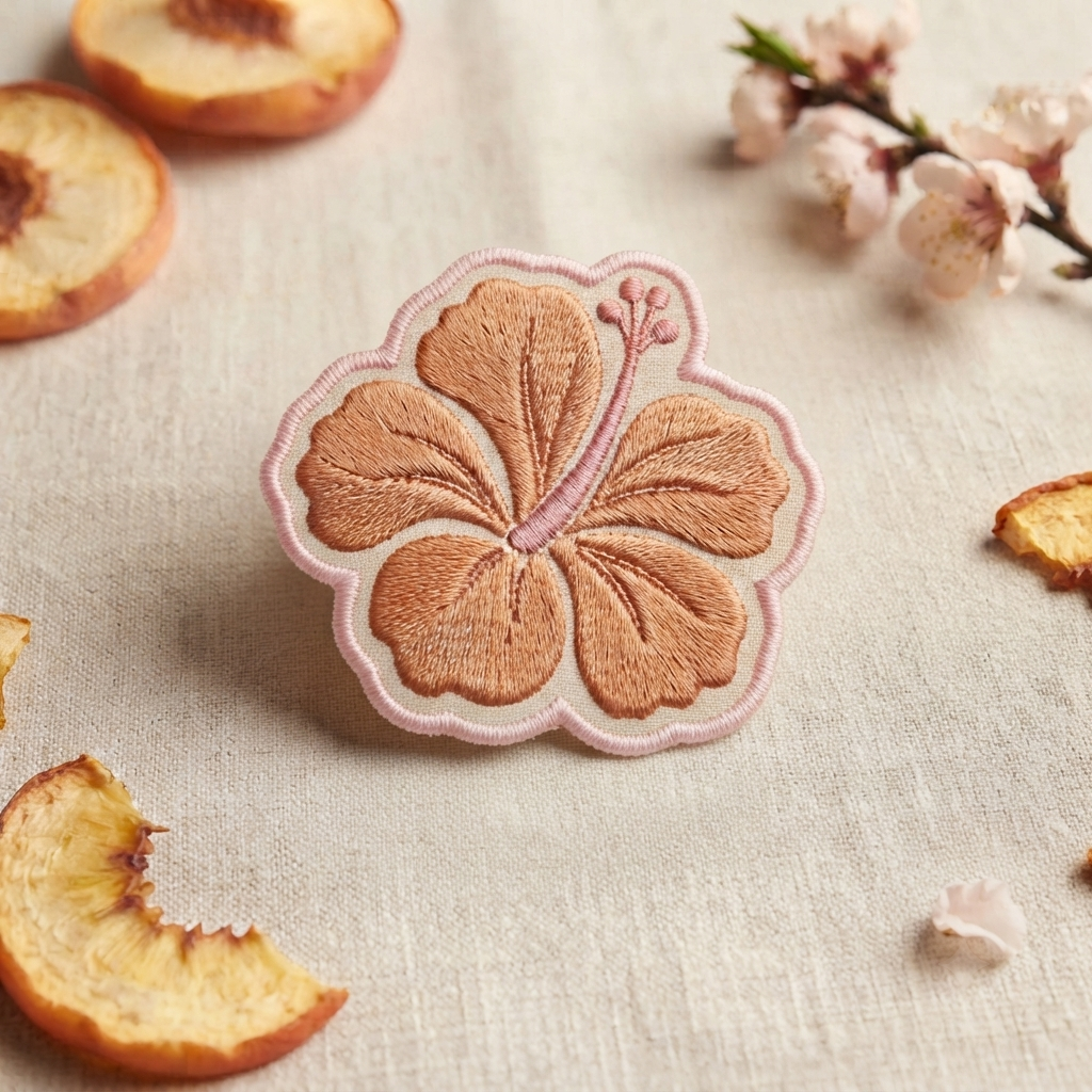 Hibiscus Flower Embroidered Patch, Floral Iron On Patch, Botanical Sew On Patch for Clothing, Bags & Hats