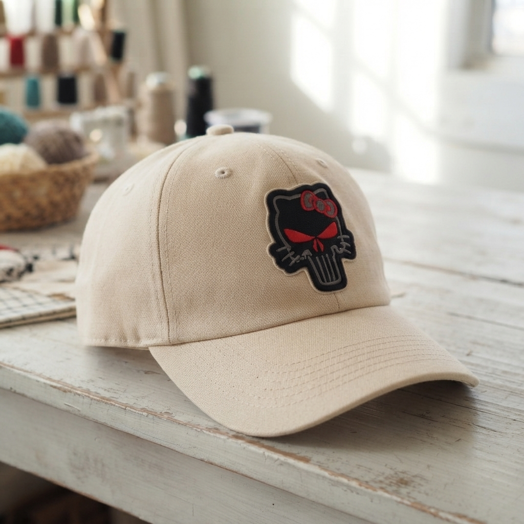 Cute Skull Bow Embroidered Patch – Kawaii Punk Iron-On Patch for Jackets, Backpacks & Hats