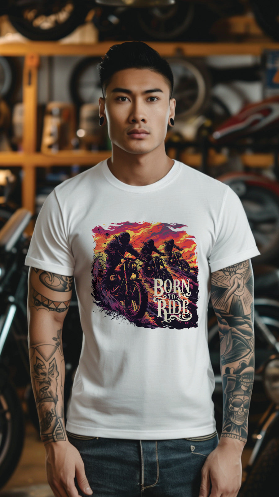 Motorcycle Style T-Shirt, Unisex, Short Sleeve, Designed For Motorcycle Lovers, MOT001