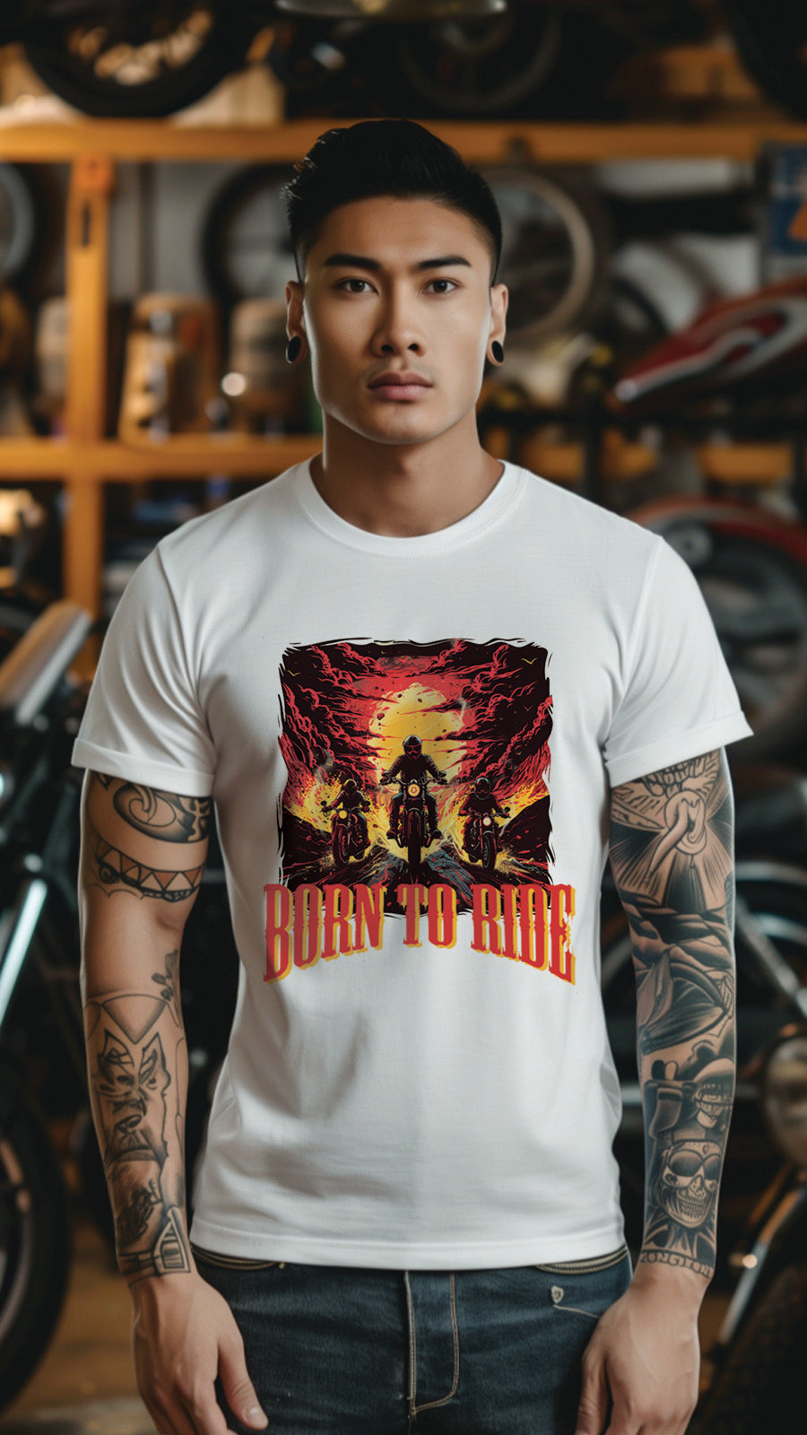 Motorcycle Style T-Shirt, Unisex, Short Sleeve, Designed For Motorcycle Lovers, MOT002