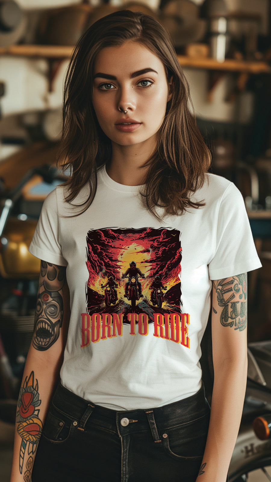 Motorcycle Style T-Shirt, Unisex, Short Sleeve, Designed For Motorcycle Lovers, MOT002