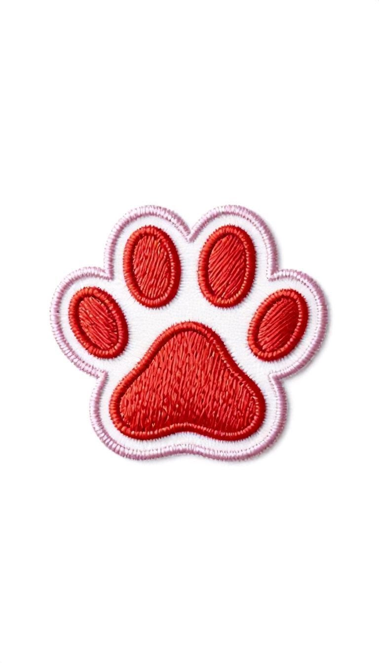 Red Cat Paw Embroidered Patch, Cute Animal Paw Print Iron-On Patch for Jackets, Bags, Hats & Clothing