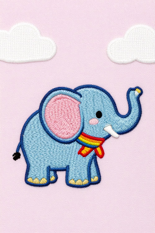 Cute Blue Elephant Embroidered Patch, Kawaii Animal Iron-On Patch for Kids Clothing, Bags, Jackets & DIY Crafts
